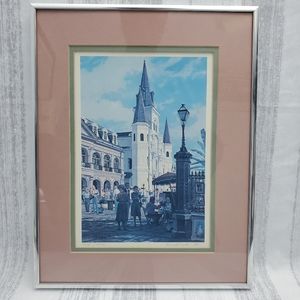 "St. Louis Cathedral at Jackson Square" Vintage Framef Print Art